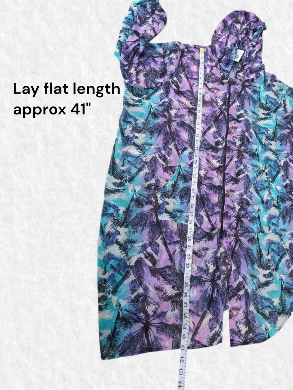 Torrid NEW Plus Size 5x: Lightweight Palm-Print Swim Cover-Up Anorak Kimono - Picture 6 of 6